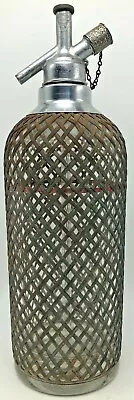 Vintage Pewter Wrapped Clear Seltzer Bottle Czechoslovakia 7N5  • $59.95