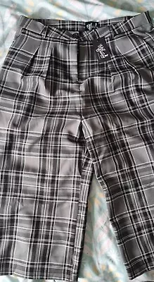 Hell Bunny Grey Check Cropped Trousers Size 18 • £3