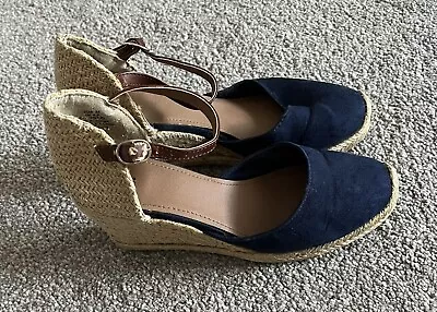 H&M Wedge-Heeled Suede Espadrilles Size Uk 3 • £11.99