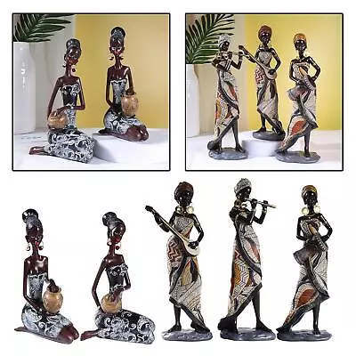 Retro Style African Lady Figurine Tribal Lady Statue Collection Black Ornaments • $46.41