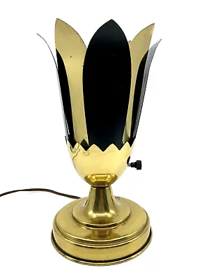 Vintage ART DECO Brass METAL Flower ACCENT Table LAMP Hollywood Regency MCM Gold • $75