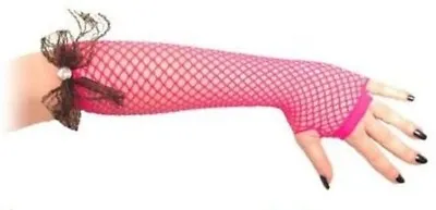 £2.99 • Buy Ladies Womens Long Bling Fishnet Fingerless Lace Girl Burlesque Costume Gloves
