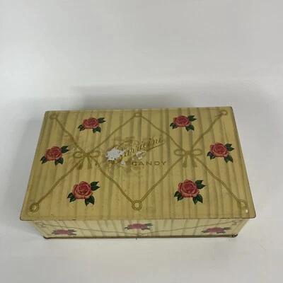 $15.99 • Buy Vintage Barricini Candy Tin 1 Pound Metal Candy Tin Flowers