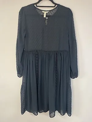 Matilda Jane Women’s Sheer Overlay Black Dot Long Sleeve Dress Size S • $14