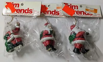 Vintage Trim Trends Taiwan Christmas Holiday Ornaments Santa Lot Of 3 NOS • $6.99