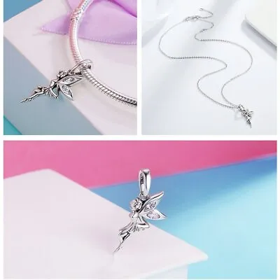 £10.99 • Buy Silver Cz Wings Tinkerbell Fairy Peter Pan Charm Bead Birthday Romantic Gift