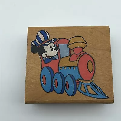 Vintage Disney Wood Mounted Rubber Stamp Mickey Mouse Train Ride ENGINEER HAT  • $7.99