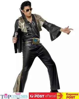 Elvis Presley Black Gold Licensed Costume Rock And Roll 50s Rock Star • $66.45