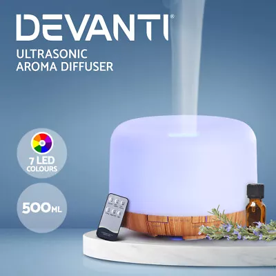 Devanti Aromatherapy Diffuser Aroma LED Light Ultrasonic Air Humidifier 500ml • $29.95