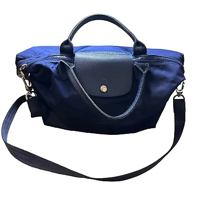 Long Champ Medium Le Pliage Nylon Top Handle Bag Navy Blue • $60