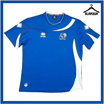 Iceland Football Shirt Errea Large Home Jersey KSI Fyrir Island 2012 2013 I14 • £34.99