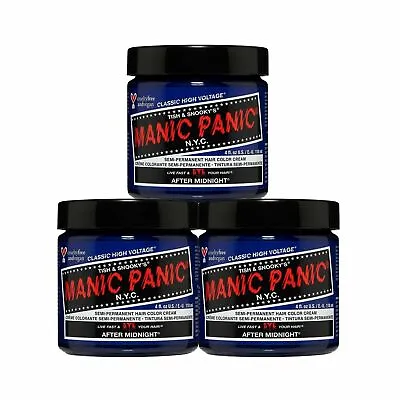3 Pack Manic Panic High Voltage Semi Permanent Hair Dye Blue After Midnight 4 Oz • $33.99