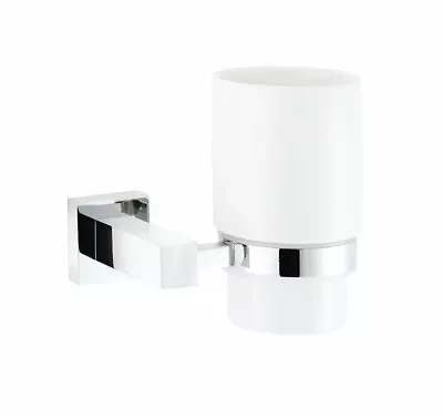 £10.99 • Buy 2x Chrome Croydex EALING Tumbler & Holder Wall Mounted Bathroom Ceramic Square