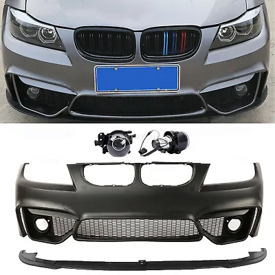 F80 M4 Style Look Front Bumper  For BMW 3 Series E90 4DR 08-11 W/O PDC Holes • $488.90