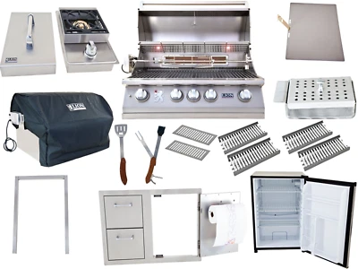 $3511 • Buy Lion Grill Package 32  Grill, Side Burner, Mini Fridge + Storage Door/Drawers!