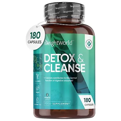 Detox & Cleanse - 180Capsules - Digestive Support - Gut Health - Calcium - Vegan • £15.99