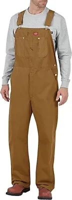 NWOT Dickie's Mens 8 Ounce Bib Overalls Brown Duck Size 44W X 34L $90 3D88 • $59.49