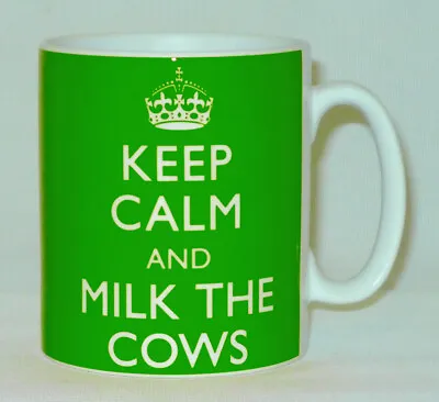 £9.99 • Buy Keep Calm And Milk The Cows Mug Can Personalise Funny Dairy Farmer Farming Gift