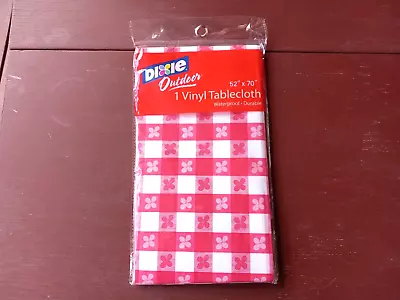 Dixie Outdoor Vinyl Picnic Tablecloth 52” X 70” Oblong Red Checkered Gingham • $17