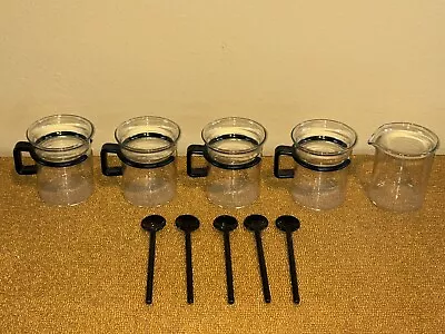 Vintage Set Of 4 Bodum Glass Espresso Cups & Spoons & Beaker Captain Picard • $59.99