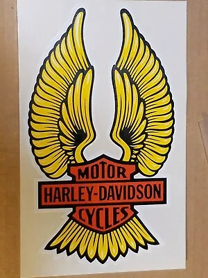 HARLEY DAVIDSON WINGS VINTAGE 1970's WINDOW STICKER MOTORCYCLE DECAL 4.5  X 7.5  • $19.95