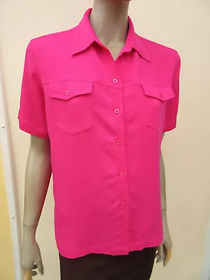 Mackays - Womens Shirt / Top Size 16 - Bright Pink Soft Feel Short Sleeved • £6.49