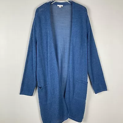 J Jill Cardigan Large Long Linen Blend Lightweight Knit Open Front • $30