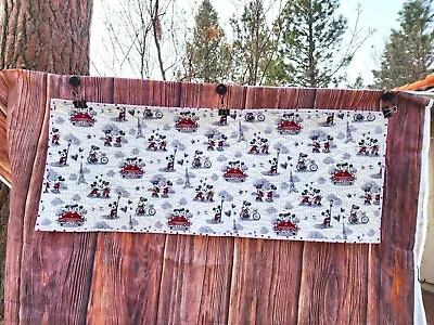 Handmade Quilted Table Runner Dresser Disney Mickey Mouse PARIS HEARTS MINNIE #2 • $32.99