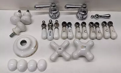 Vintage Toilet Flush Faucet Bath Porcelain Handle Toilet Lever Lot More Salvage  • $54.99