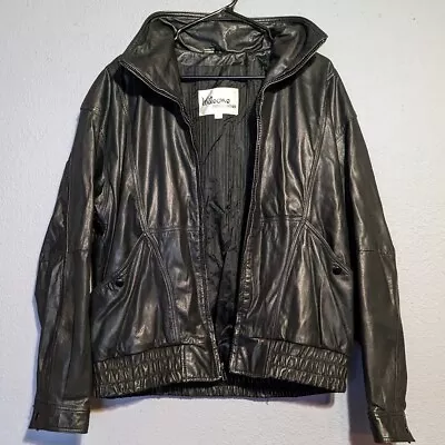 Vintage Wilsons Black Leather Jacket Size Men's Large Full Zip  • $50