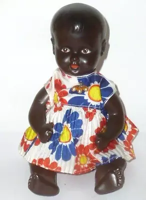 Old Colourful Dark Cellba Doll Cellbapuppe Dark Brown 24 1/2 Baby Boy • $103.52