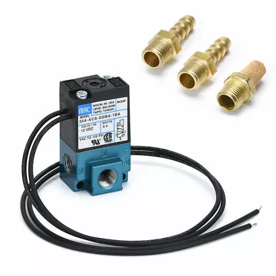 3 Port 1/8'' NPT 12V MAC Electronic Boost Control Solenoid Valve Brass Silencer • $20.39