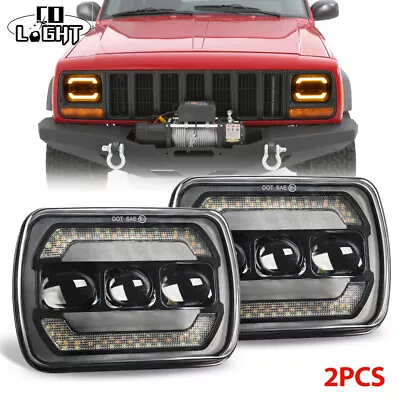 For Jeep Cherokee XJ 1984-2001 Wrangler YJ 1986-1995 5x7  7x6 Led Headlight Pair • $73.99