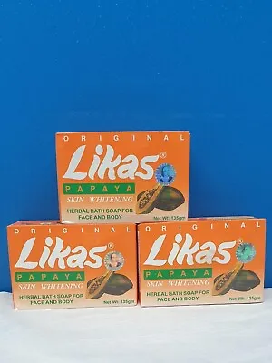 3 X Likas Papaya Soap 135g Original - Uk Seller • £15.99