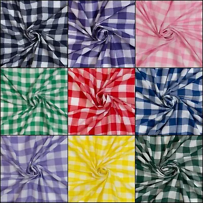 Gingham Polycotton Fabric 1 Inch Check Dress Craft 114cm / 45  Wide Per 1m • £3.69