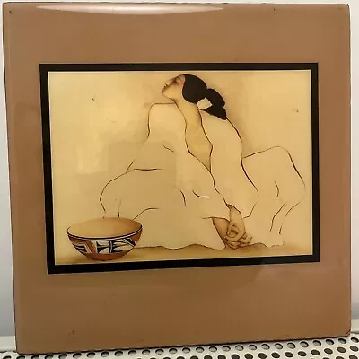 R C Gorman Crystal Tile Ceramic Art Tile Native American Woman  8”x8” White Robe • $34.55