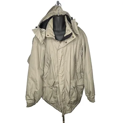 2XL Mens Cabelas Dry Plus Thinsulate Khaki Hooded Outdoor Hunting Jacket Coat • $52.39