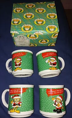 Vtg 1978 Garfield Christmas Holiday Coffee Mugs Cups Set Of 4 With Box Enesco  • $24.99