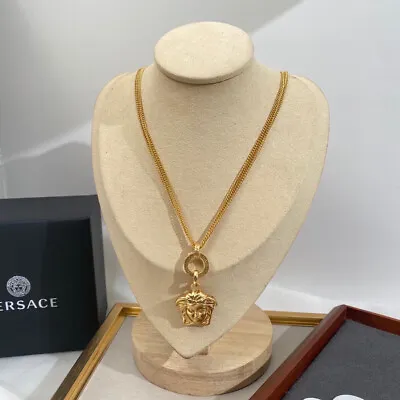 Versace Gold Color Necklace Choker Pendant 3D Medusa Head • $279