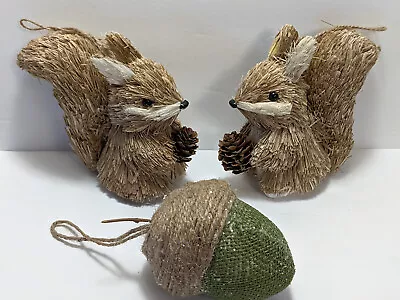 SQUIRREL And ACORN CHRISTMAS TREE ORNAMENTS LOT Of 3 Large • $19.95