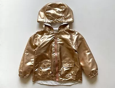 VGUC Disney Minnie Mouse Hooded Reversible Rain Jacket In White And Rose Gold 4 • $35