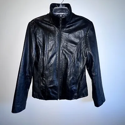 Vintage Maxima Wilsons Jacket Medium M Black Leather Moto Lined Biker • $49.31