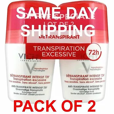 VICHY INTENSIVE ROLL ON DEODORANT 72H Excessive Perspiration 2X50ml  • $27.99