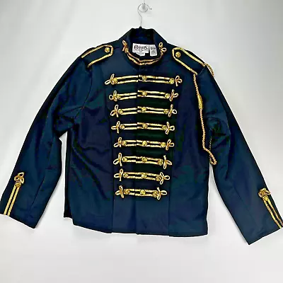 Charades Michael Jackson Sz L Jacket Black & Gold Braid Military Style Costume • $74.95