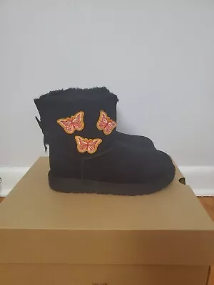 UGG  Boots Kids US 3  Mini Bailey Bow II Butterfly Black NIB • $89.99