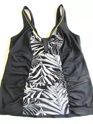 Elomi Swim Tankini Top Size 14 Black Design Front Swimming Suit Top Womens N • $17.10