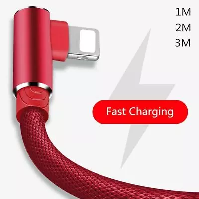 1m 2m 3m 90 ELBOW Fast Charging USB Charger Cable Data Sync Lead For IPhone IPad • $7