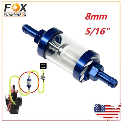 Universal 8mm 5/16 Inline Reusable Motorcycle Fuel Filter Gas Washable • $6.89