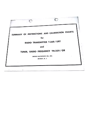 T 368/URT Military Radio Transmitter Instructions & Calibration Charts 16 Pages • $15