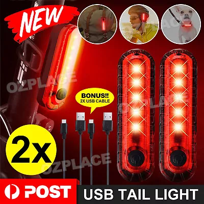 2pcs Bicycle Rear Tail Light Cycling 7Modes USB Rechargeable LED Bike Front Lamp • $8.95